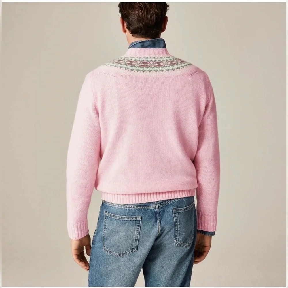 J.Crew Fair Isle–Yoked in Wool In Peony Fair Isle 100% Wool Sweater. Size M